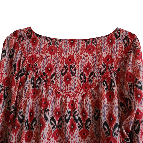 BEACHLUNCHLOUNGE Printed Peasant Top with Embroidered‎ Yoke Women's XL - Picture 6 of 13